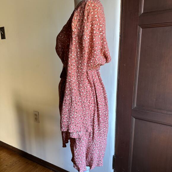 BEACHGOLD | Mauve printed Bell Sleeve Wrap Dress Beach Dress | Size Medium - Picture 3 of 7